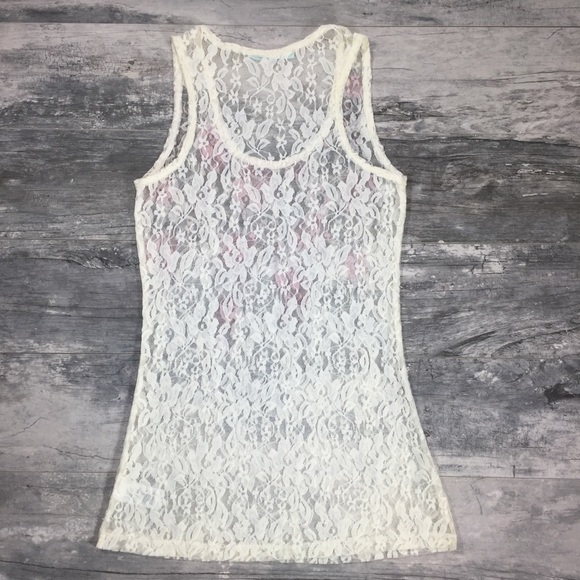 Sheer Rose Floral Print Lace Tank Top Shirt Small - Picture 3 of 5